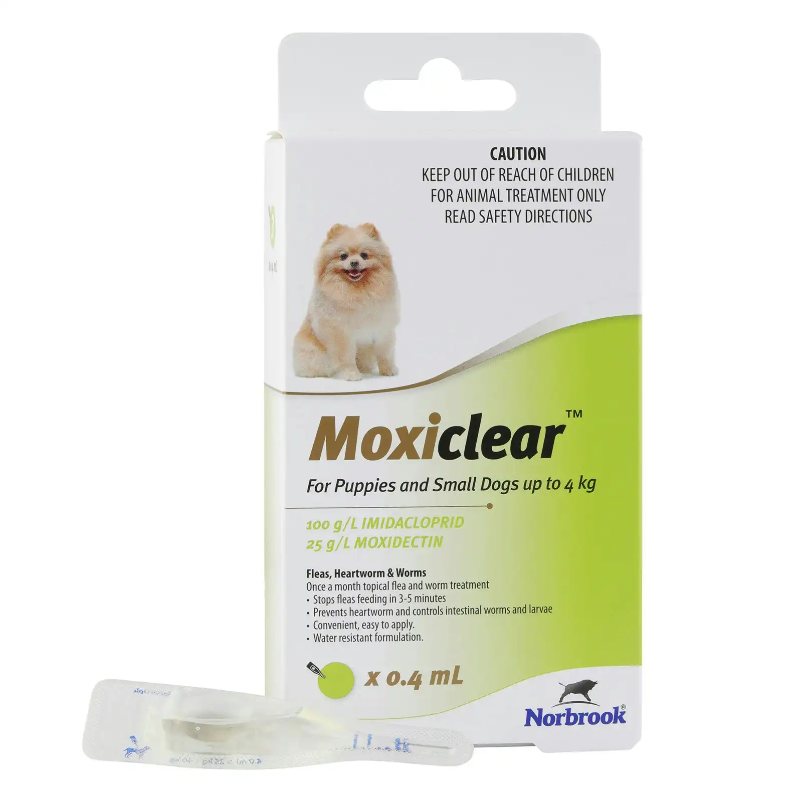 Moxiclear for Puppies and Extra Small Dogs Up to 4 Kg (GREEN) 3 Pipettes