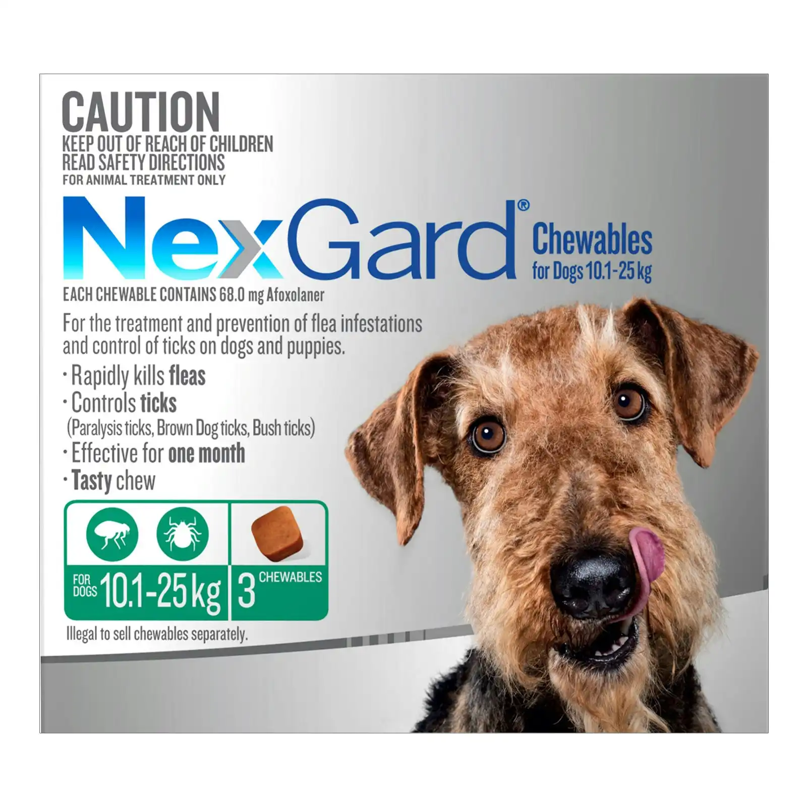 Nexgard Chewables For Dogs 10.1 - 25 Kg (Green) 12 Chews