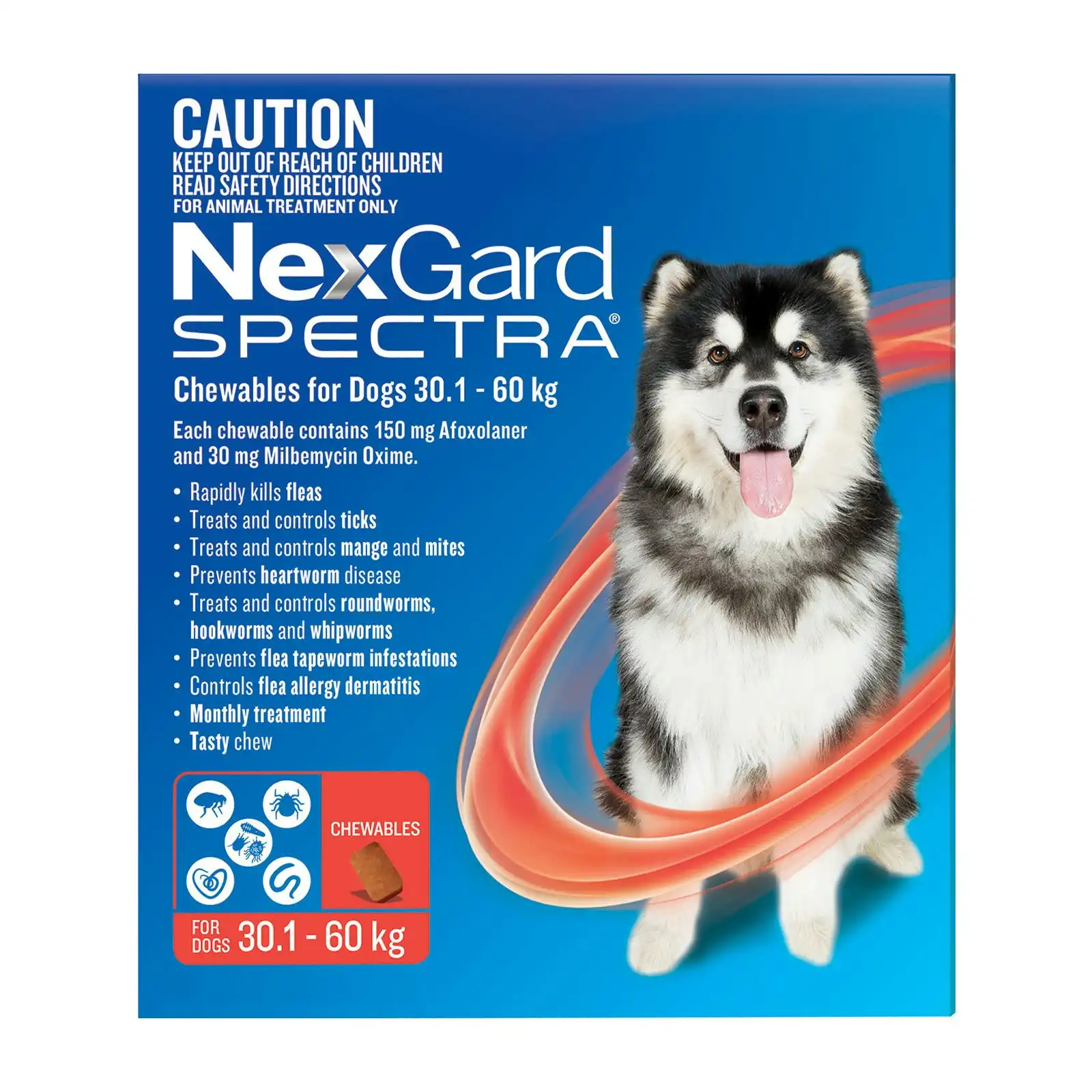 Nexgard Spectra for Extra Large Dogs 30.1 to 60 Kg (Red) 6 Chews