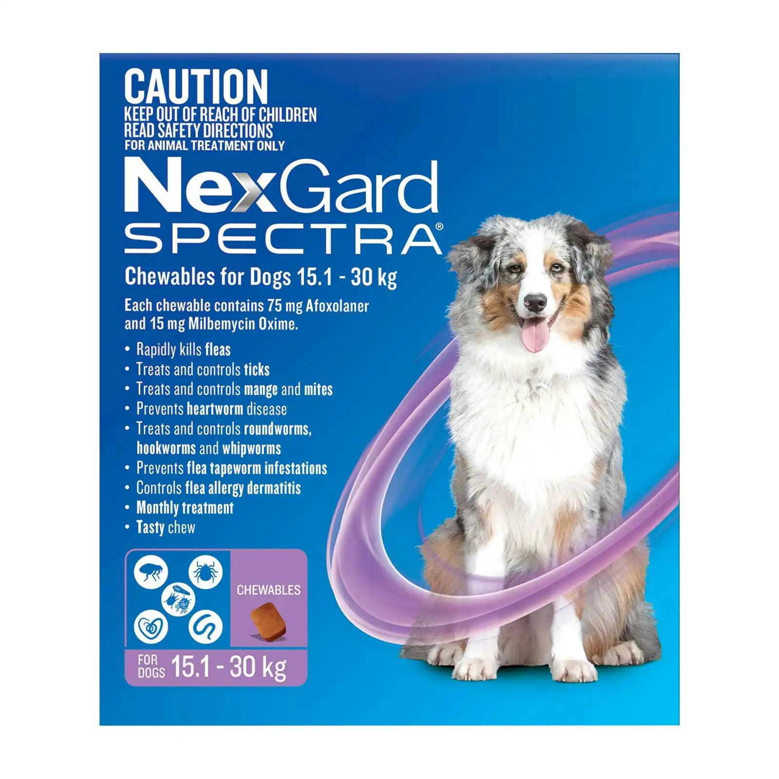 Nexgard Spectra for Large Dogs 15.1 to 30 Kg (Purple) 6 Chews