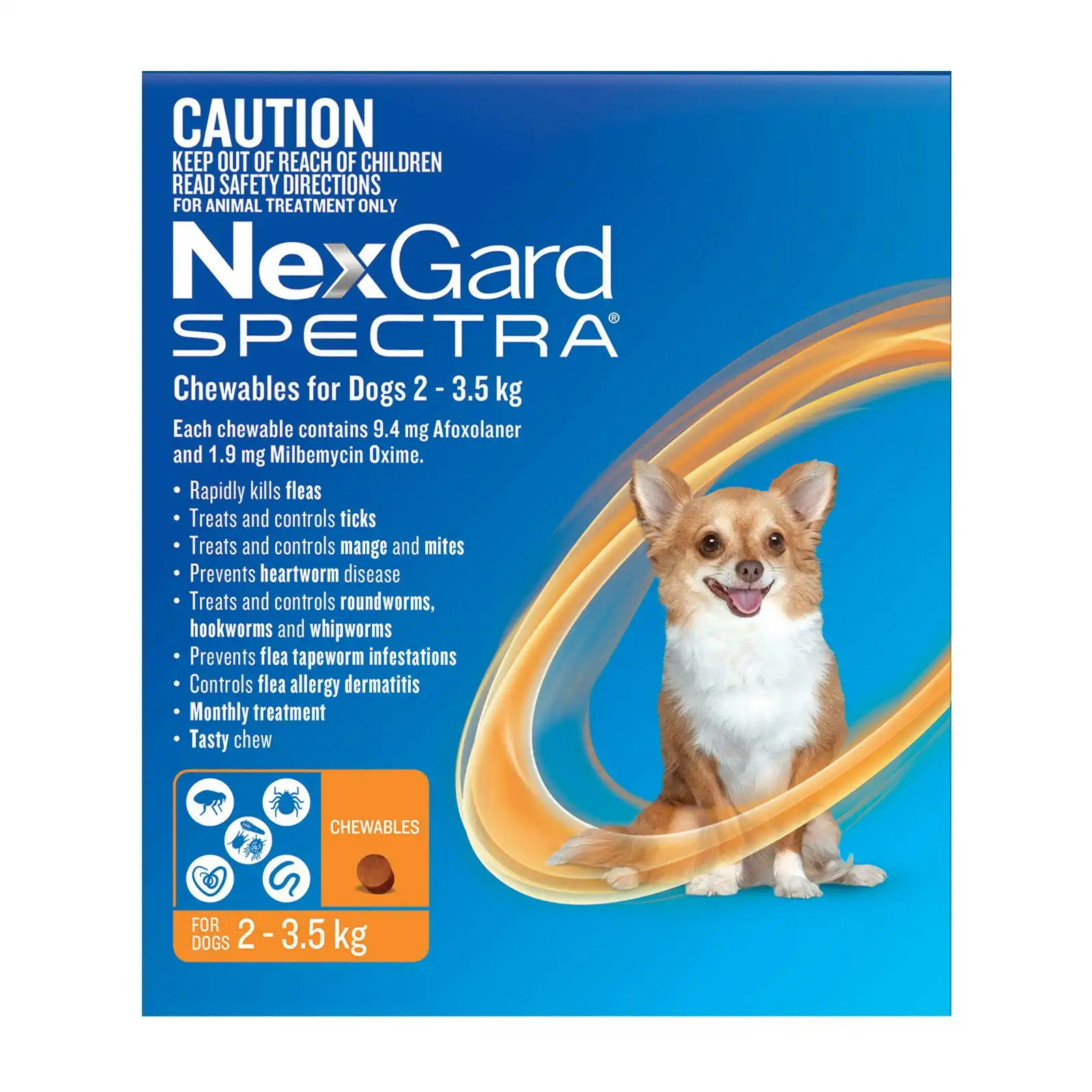 Nexgard Spectra for Very Small Dogs 2 to 3.5 Kg (Orange) 12 Chews