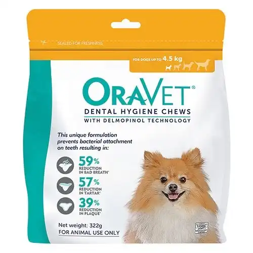 OraVet Dental Chews for Extra Small Dogs Upto 4.5 Kg (ORANGE) 28 Chews