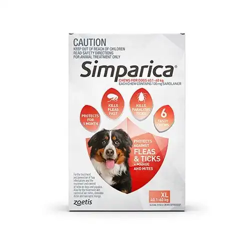 Simparica for Extra Large Dogs 40.1 to 60 Kg (Red) 12 Chews