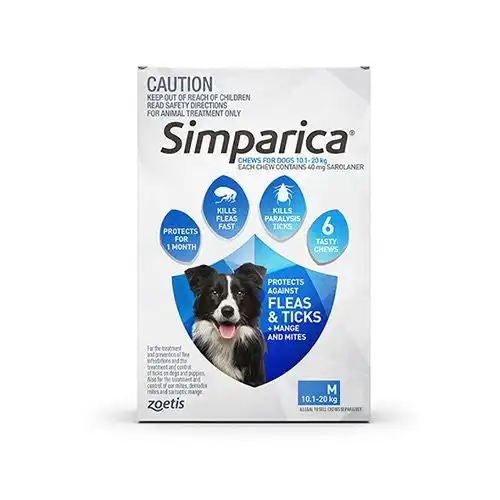 Simparica for Medium Dogs 10.1 to 20 Kg (Blue) 12 Chews