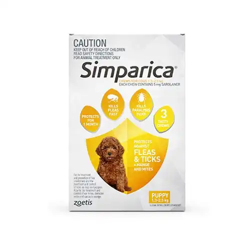 Simparica for Puppies 1.3 to 2.5 Kg (Yellow) 3 Chews