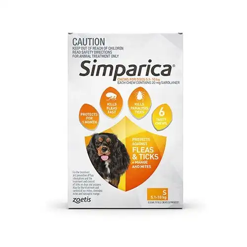 Simparica for Small Dogs 5.1 to 10 Kg (Orange) 12 Chews