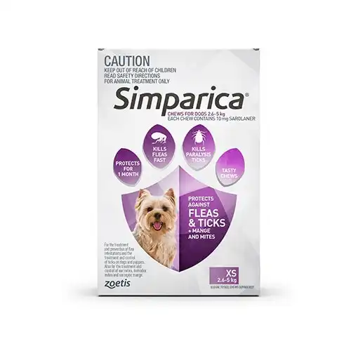 Simparica for Very Small Dogs 2.5 to 5 Kg (Purple) 6 Chews