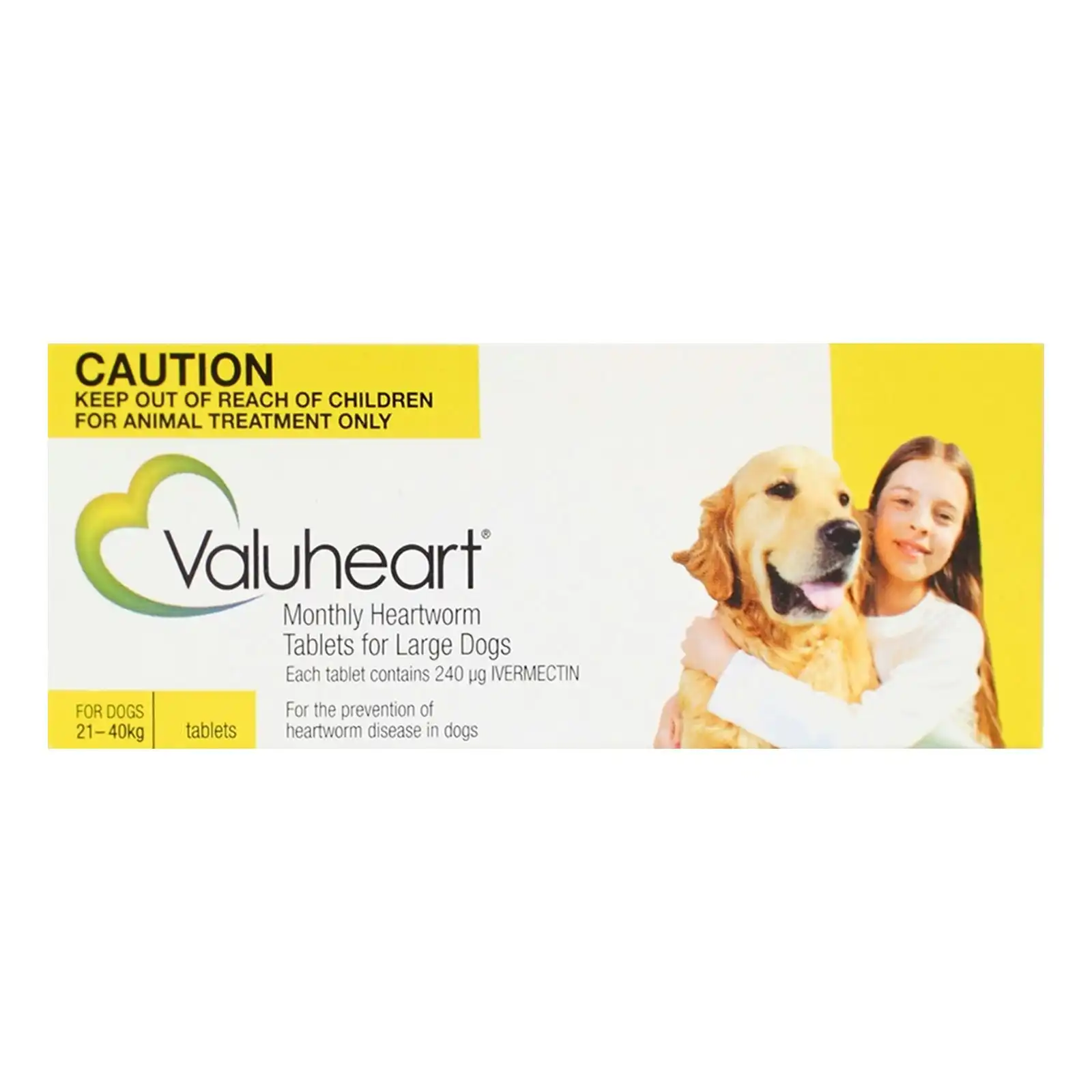 Valuheart Heartworm Tablets For Large Dogs 21 To 40 Kg (Gold) 12 Tablets