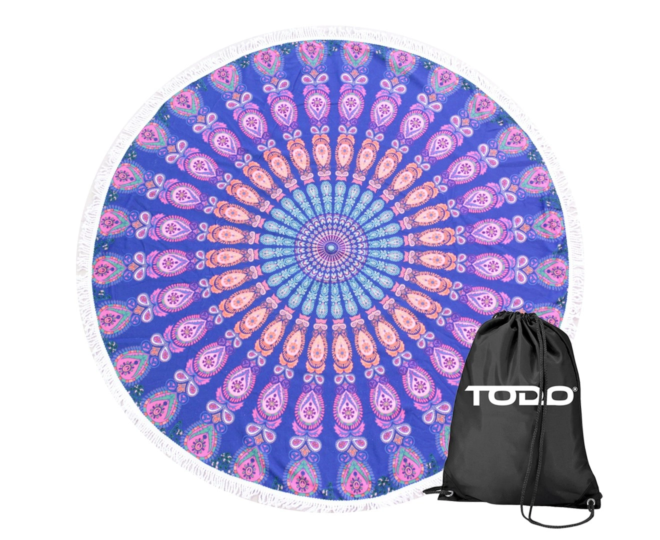 TODO Luxury Thick Microfiber Round Beach Towel Throw Rug TTowel Navy Flower