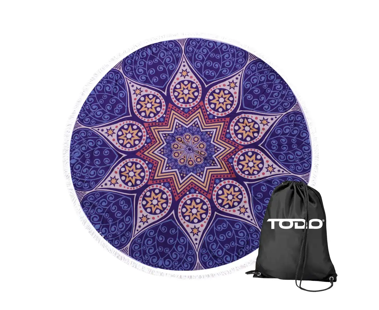 TODO Luxury Thick Microfiber Round Beach Towel Throw Rug TTowel Purple Star
