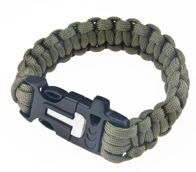 Flint Survival Bracelet Woven Paracord 3m Emergency Whistle Camping Hiking Hunting Tool