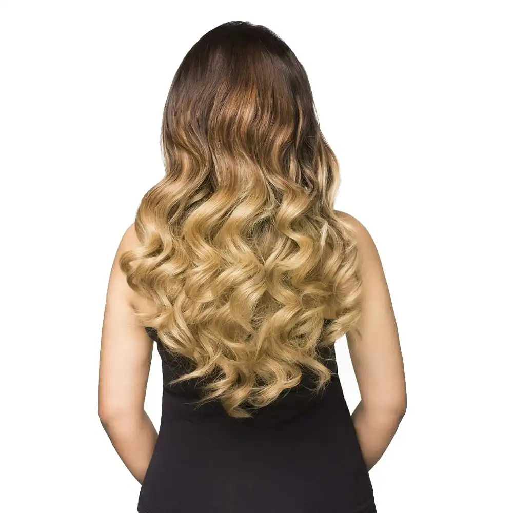 Two Tone Ombre High Grade Brown Blonde Curly Hair 7Piece 16Clips 24" Hair Extension 03