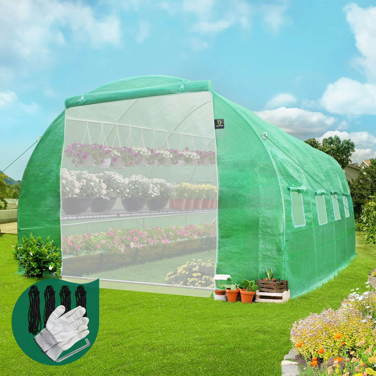 Livsip Greenhouse 4X3X2M Garden Shed Tunnel Green House Walk in Storage Plant