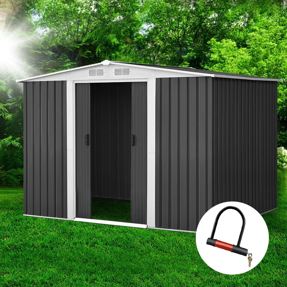 Giantz Garden Shed 2.58x2.07M Sheds Outdoor Storage Workshop Metal Shelter Sliding Door