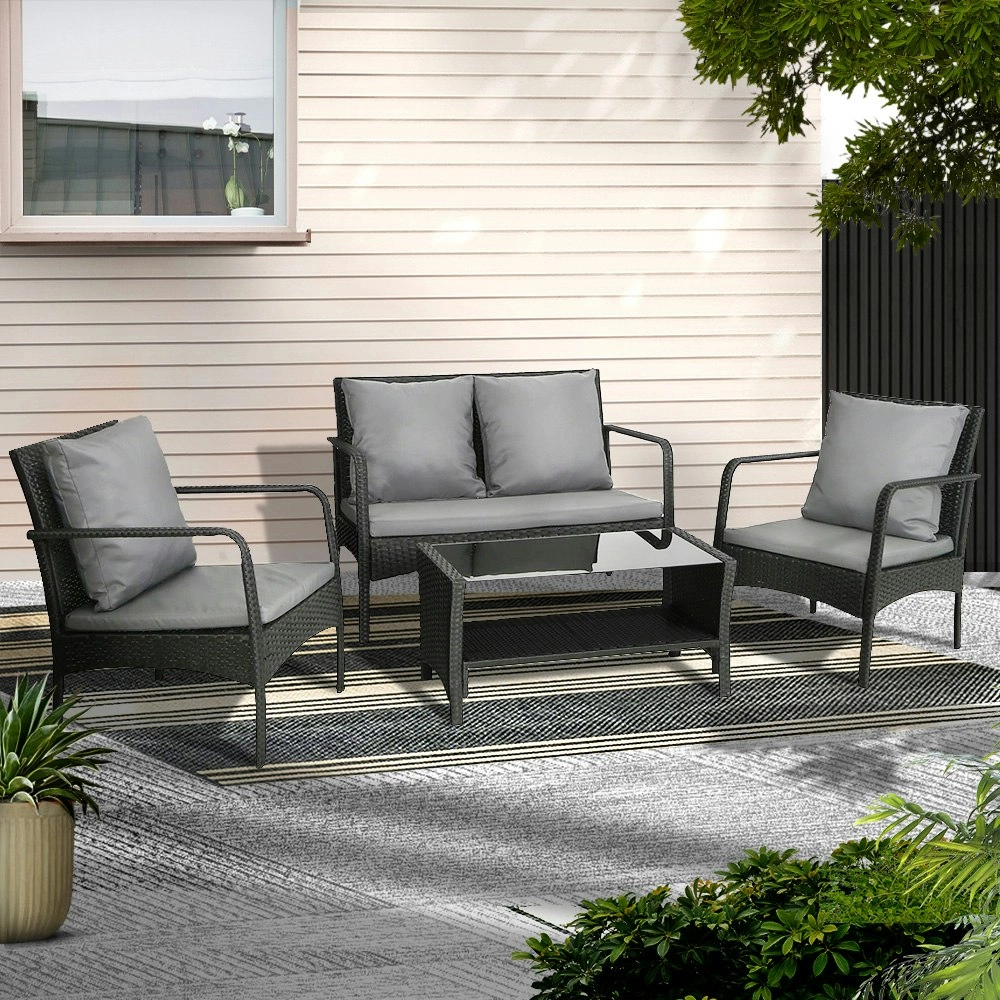 Gardeon Outdoor Sofa Set Lounge Setting Wicker Table and Chairs Garden Patio Furniture