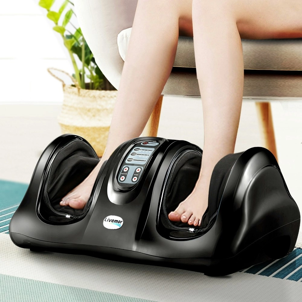 Livemor Foot Massager Shiatsu Massagers Electric Remote Roller Kneading Black