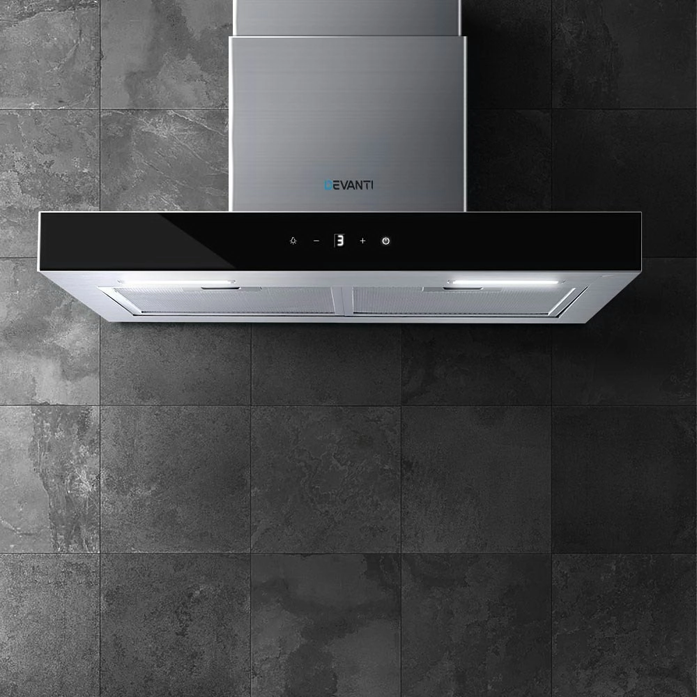 Devanti 600mm Range Hood 60cm Rangehood Glass Stainless Steel