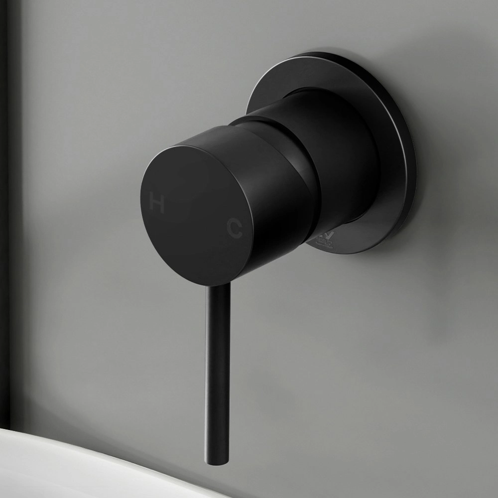 Cefito Basin Mixer Wall Tap Round Brass Faucet Shower Bathtub Black