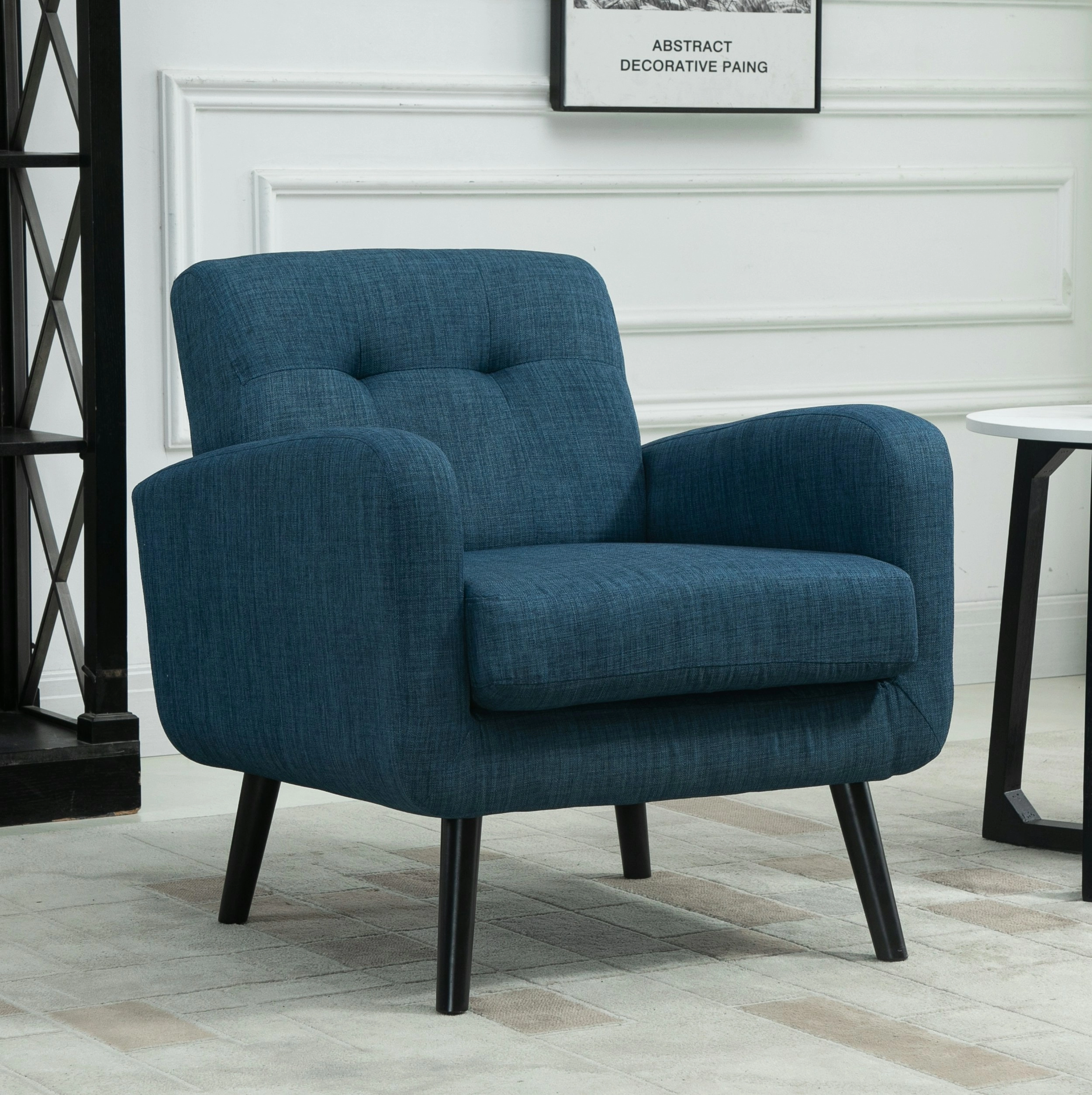 IHOMDEC Mid Century Modern Tub Chair with Upholstered Cushion Blue