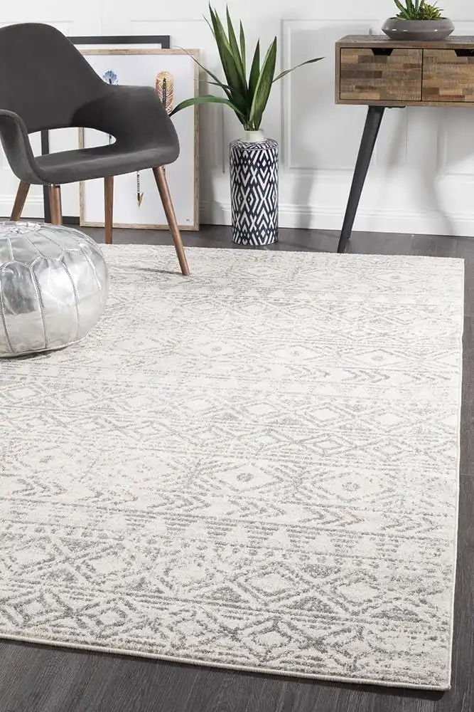 Rug Culture Oasis Ismail White Grey Rustic Rug