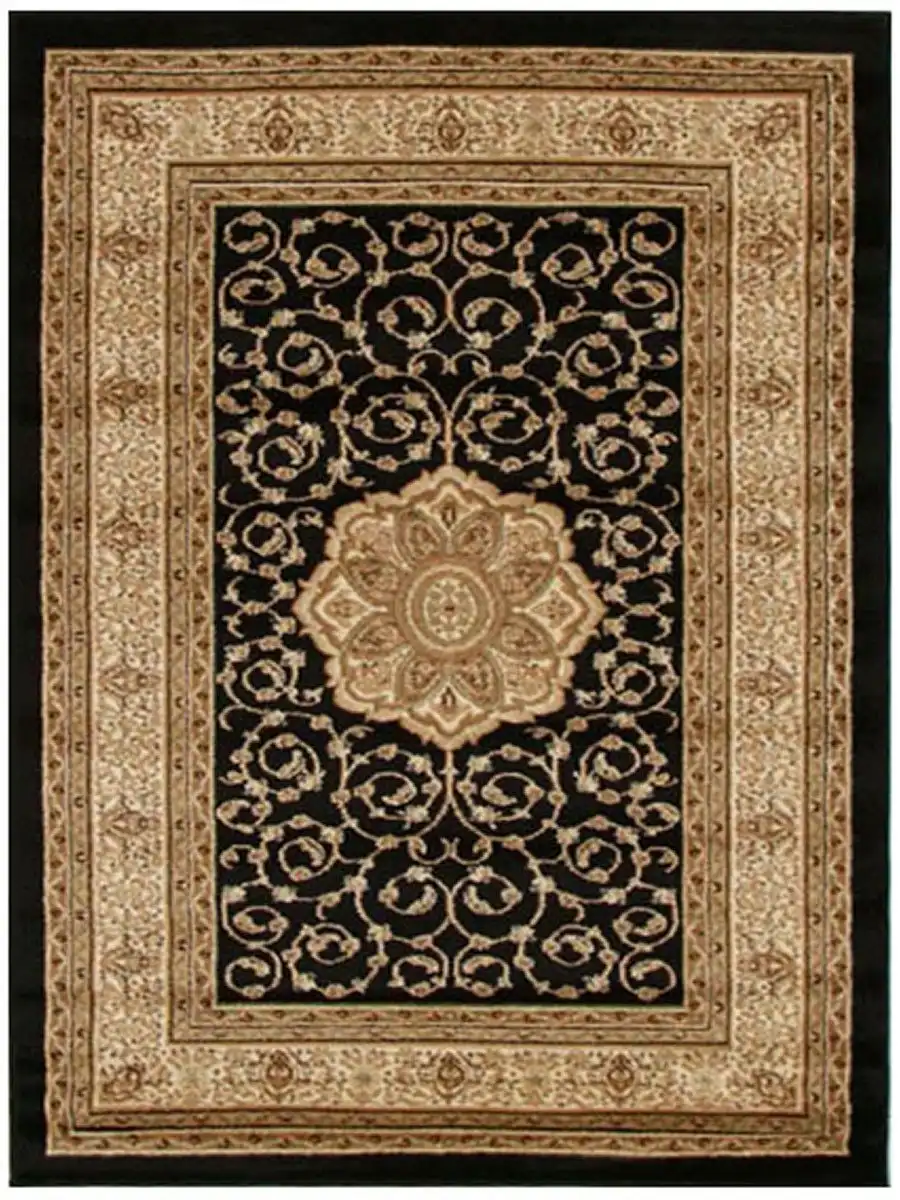 Rug Culture Istanbul Collection Medallion Classic Pattern Black Rug