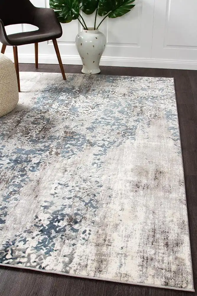 Rug Culture Kendra Casper Distressed Modern Rug Blue Grey White Rug