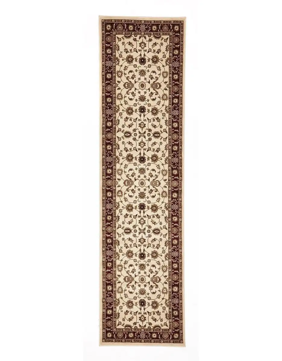 Rug Culture Sydney Classic Runner Ivory with Red Border Runner Rug
