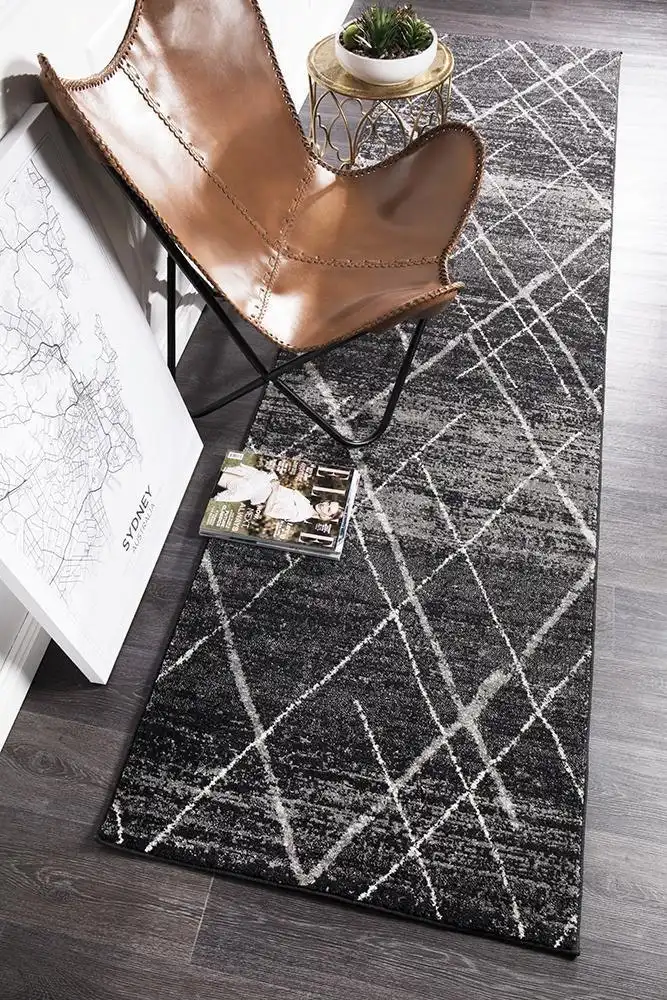 Rug Culture Oasis Noah Charcoal Contemporary Runner Rug