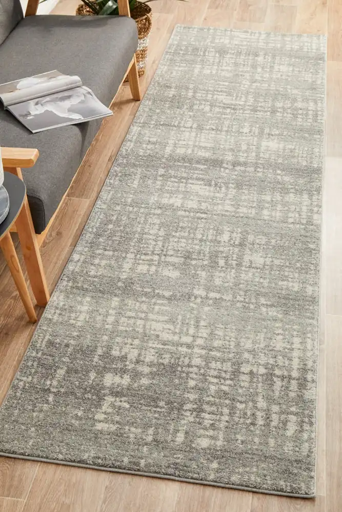 Rug Culture Mirage Ashley Abstract Modern Silver Grey Runner Rug