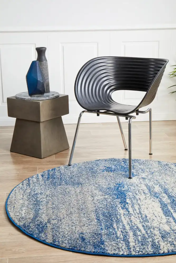 Rug Culture Mirage Casandra Dunescape Modern Blue Grey Round Rug