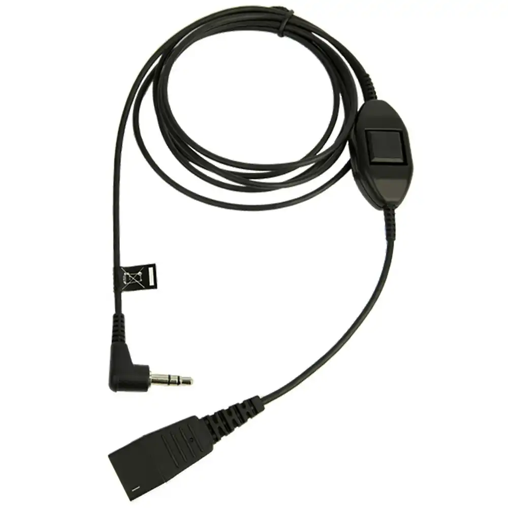 Jabra QD To 3.5mm Straight Cord/Connector w/ Answer/End/Mute Function 0.5m