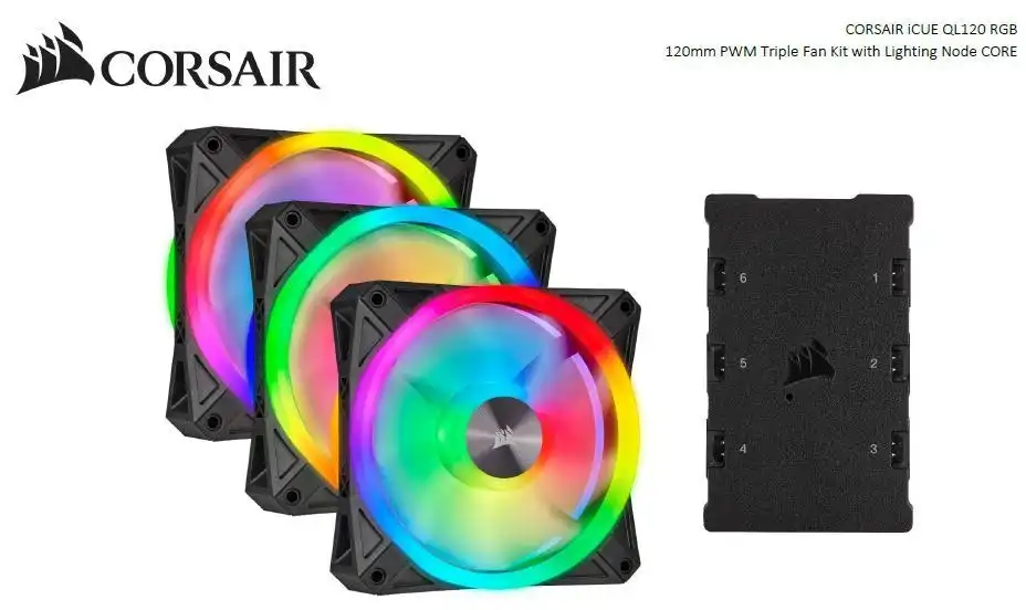 3PK Corsair iCUE QL120 RGB 120mm PWM 1500 RPM Cooling Fans f/ Gaming PC Case BLK