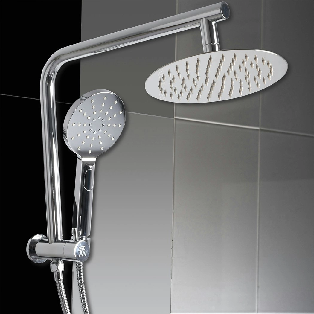 Traderight Group  Shower Head High Pressure Set Rain Round Brass Taps Mixer Handheld WELS Silver