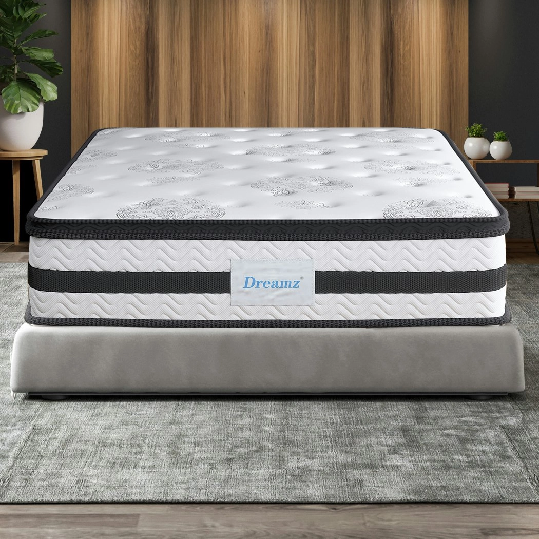 Dreamz Spring Mattress Bed Pocket Egg Crate Foam Medium Firm Queen Size 35CM