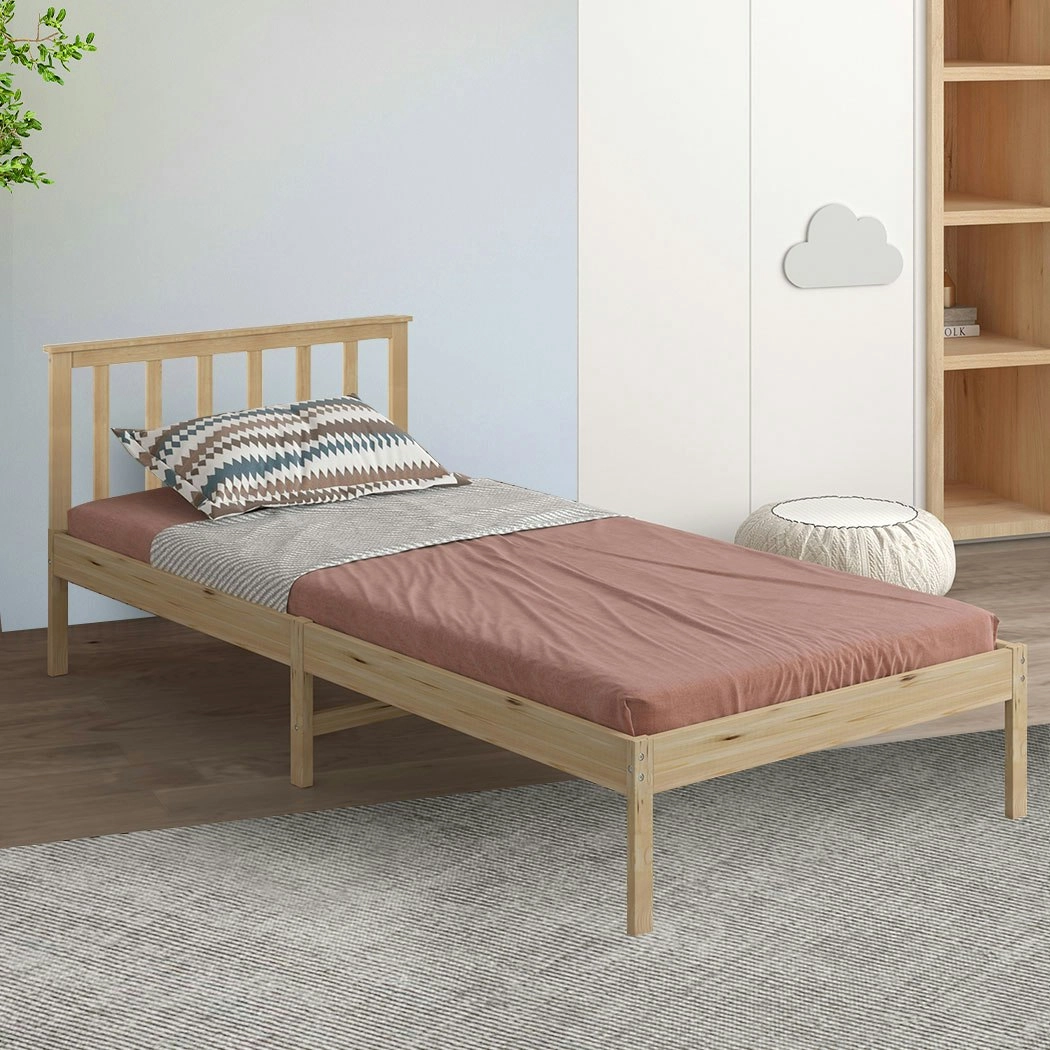 Levede Wooden Bed Frame Single Full Size Mattress Base Timber Natural