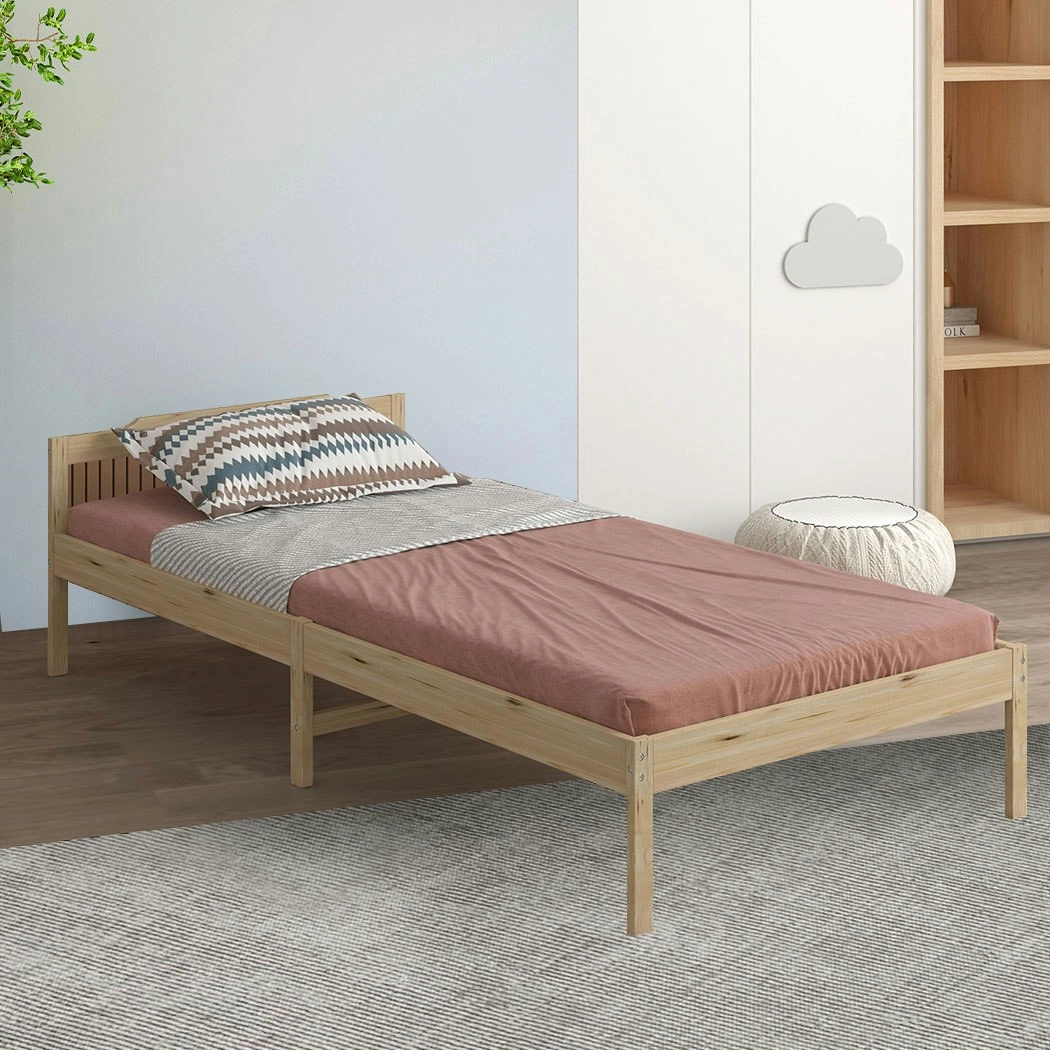 Levede Wooden Bed Frame King Single Mattress Base Solid Timber Pine Wood Natural