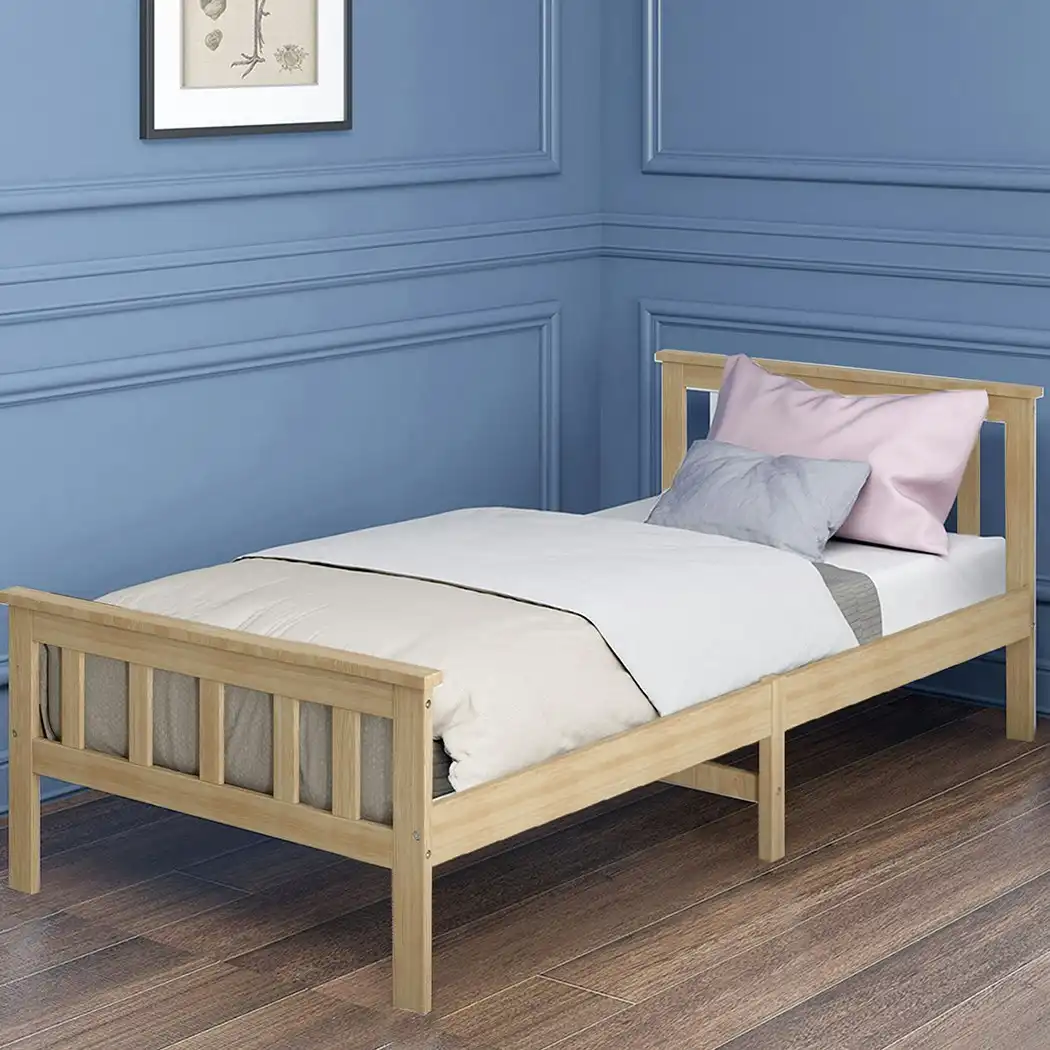 Levede Wooden Bed Frame Single Size Mattress Base Solid Pine Wood Natural