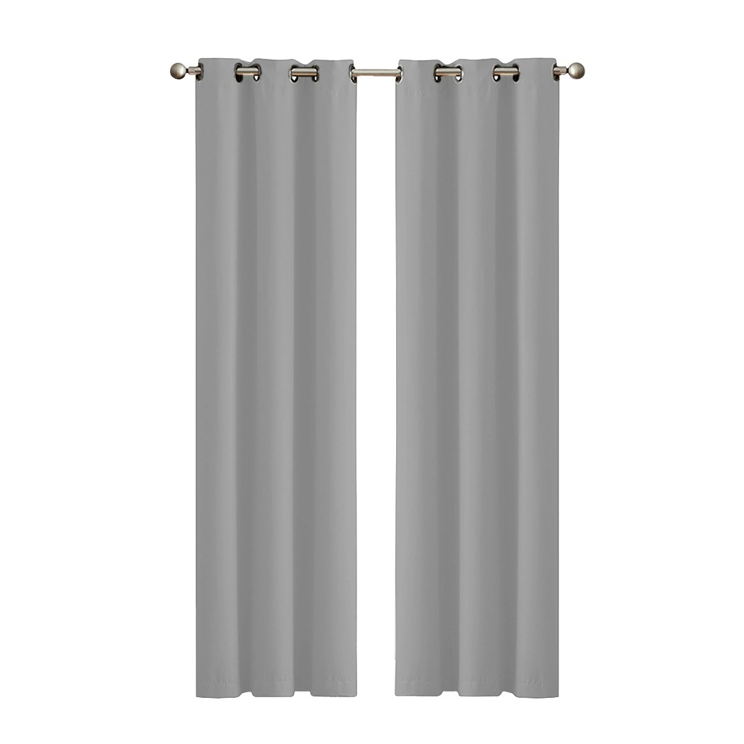 Traderight Group  2x Blockout Curtains Panels 3 Layers Eyelet Room Darkening 132x160cm Grey