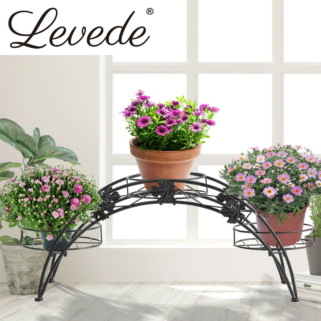 2X Plant Stand Outdoor Indoor Metal Black Flower Pot Shelf Garden Corner Shelves