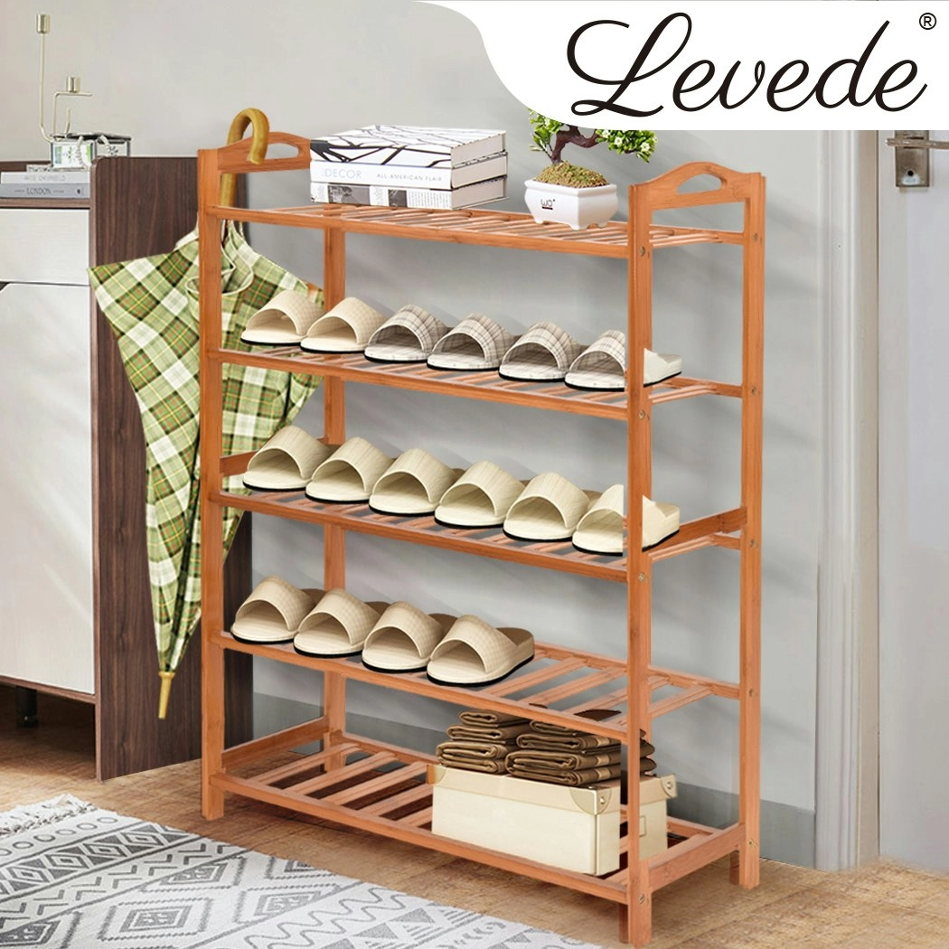 Levede 5 Tiers Bamboo Shoe Rack Storage Organizer Shelf Stand Shelves 65cm