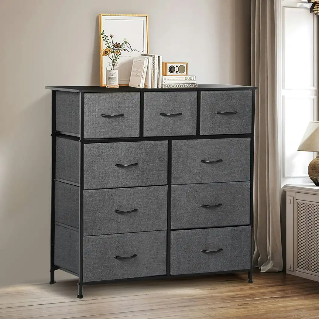 Levede 9 Chest of Drawers Storage Cabinet Tower Dresser Tallboy Drawer Retro