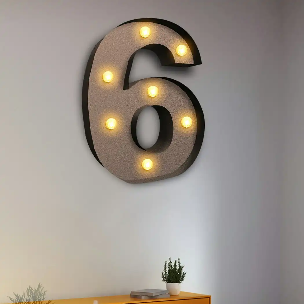 Traderight Group  LED Metal Number Lights Free Standing Hanging Marquee Event Party D?cor Number 6