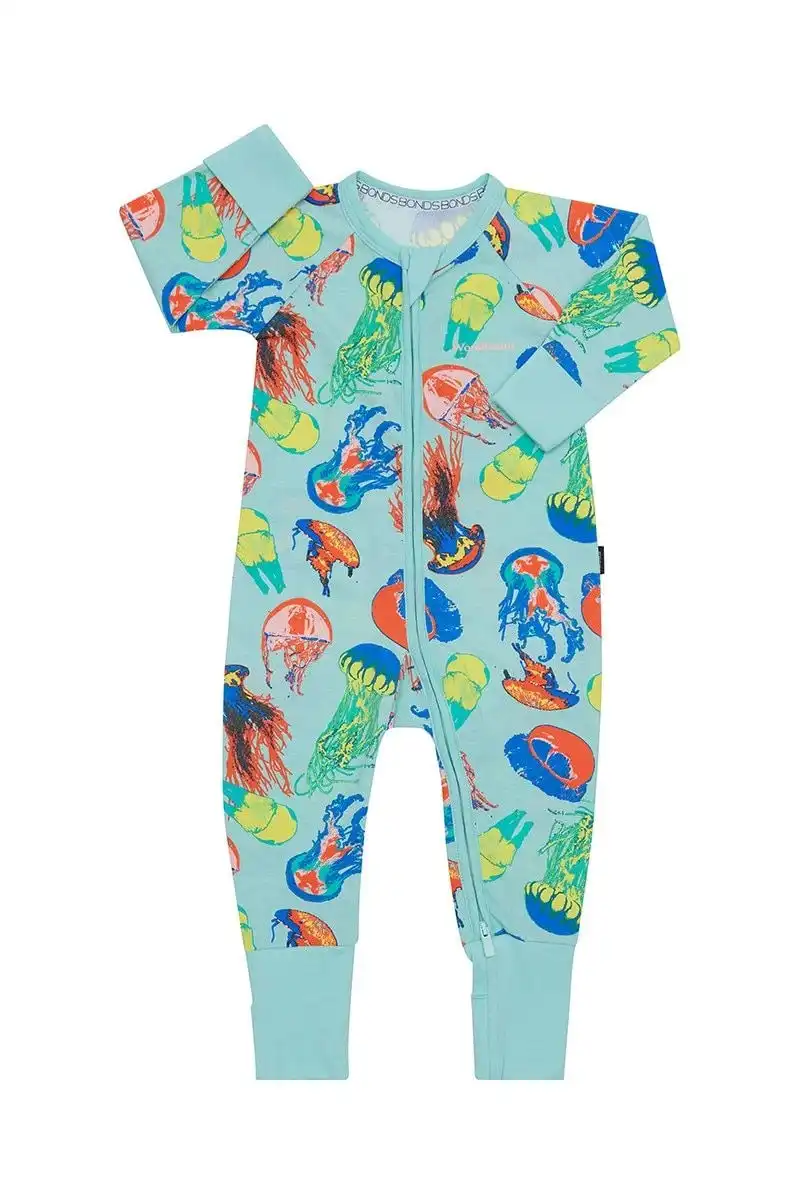 Bonds Baby 2-Way Zip Wondersuit Coverall Jellyfish Frenzy Mint