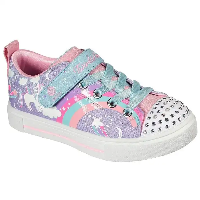 Kids Skechers Twinkle Sparks - Unicorn Charme Lavender/Multi Girls Light Up Trainers