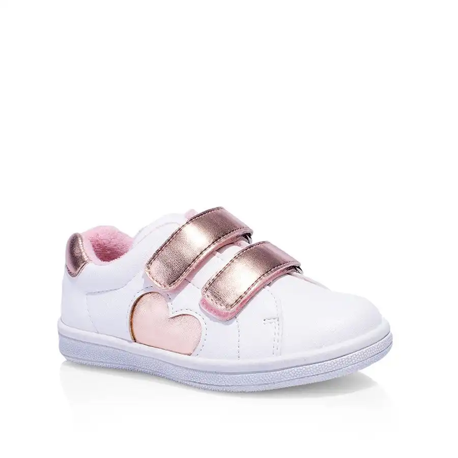 Grosby Sprinkle Heart White Rose Toddler Infant Girls Kids Leather Shoes