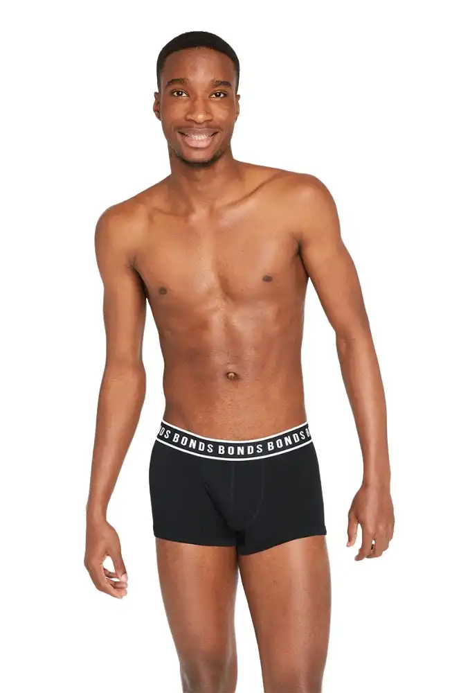 6 x Bonds Mens Fit Trunk Cotton Underwear Nu Black