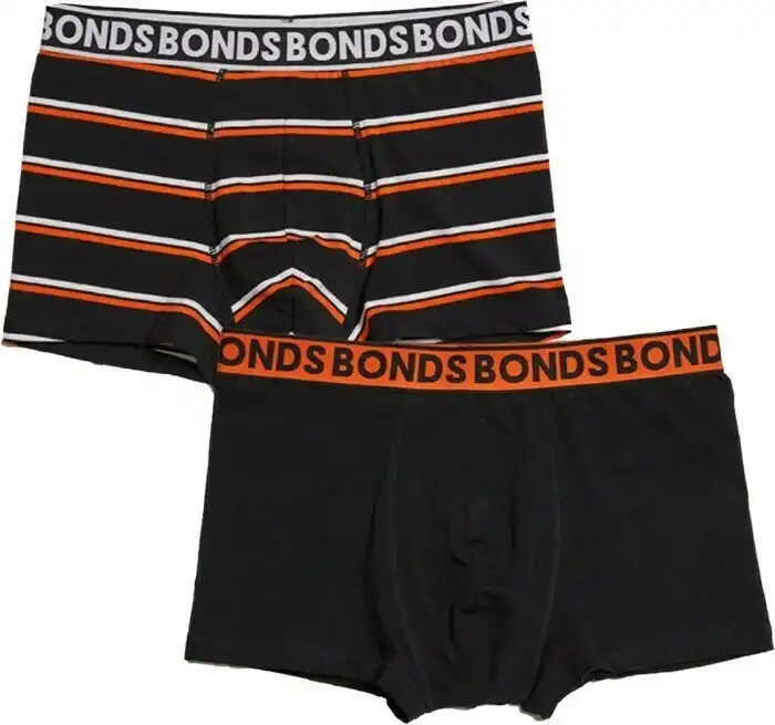 10 Pairs X Bonds Mens Everyday Trunks - Dusty 'N' Rusty - Black/Orange/White