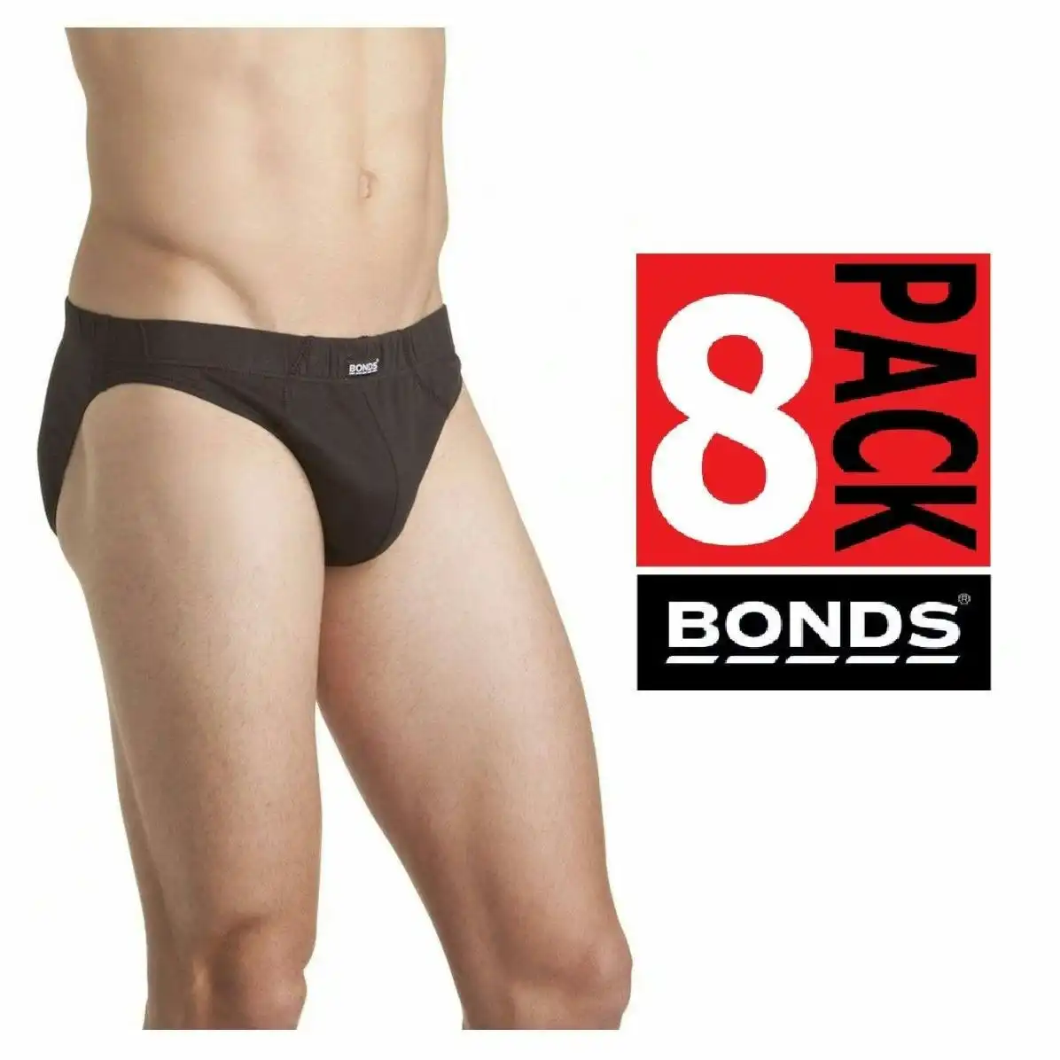 Bonds Mens Bulk 8 Pairs Black Action Bikini Brief Underwear