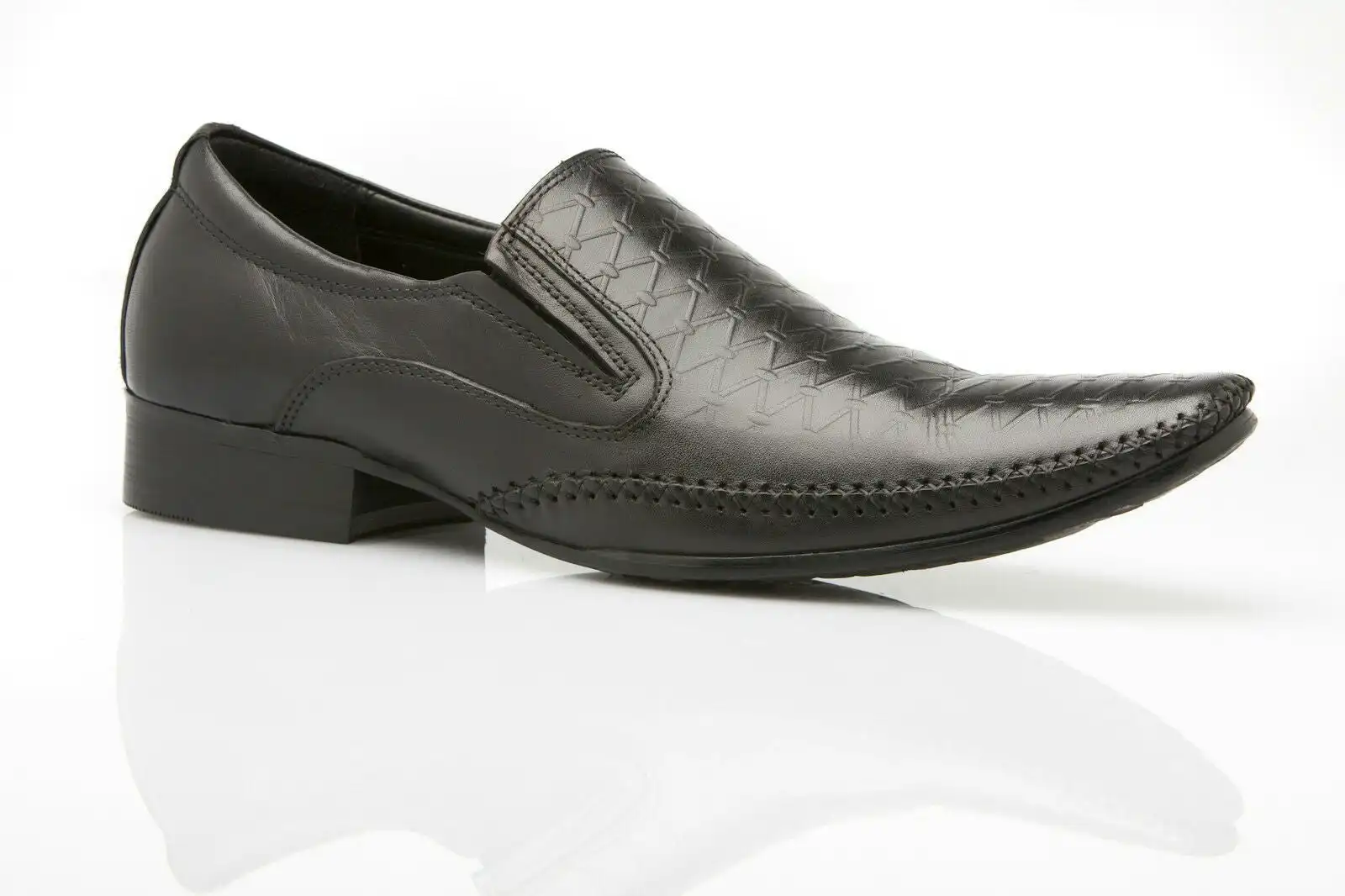 Mens Zasel Lish Dress Black Leather Loafers Formal Shoes
