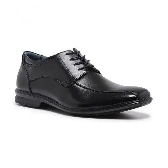 Mens Hush Puppies Carey Black Leather Extra Wide Lace Up Work Formal Shoes